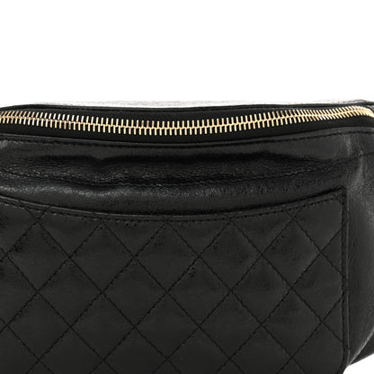 Chanel Crumpled Glazed Lambskin Quilted Waist Bag Fanny Pack Black 8 of 11