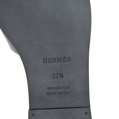 Hermes Box Calfskin Oran Sandals 37.5 Black 6 of 7