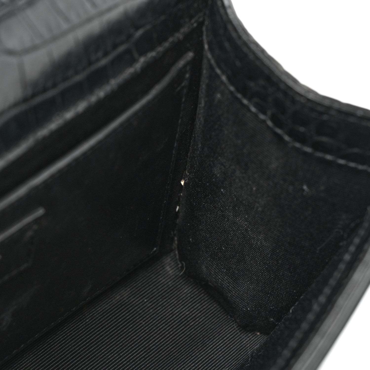 Saint Laurent Calfskin Crocodile Embossed Medium Classic Monogram Kate Tassel Satchel Black 12 of 19