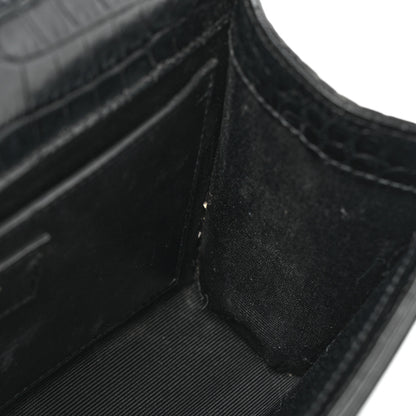Saint Laurent Calfskin Crocodile Embossed Medium Classic Monogram Kate Tassel Satchel Black 12 of 19