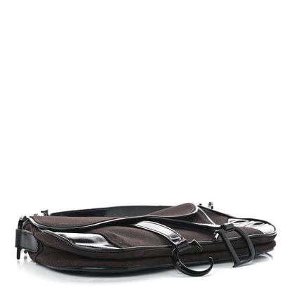 Christian Dior Canvas Patent Double Saddle Bag Brown Black 4 of 14