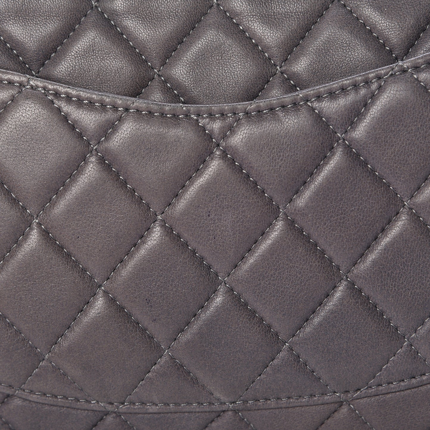 Lambskin Quilted Medium Double Flap Bijoux Chain Grey