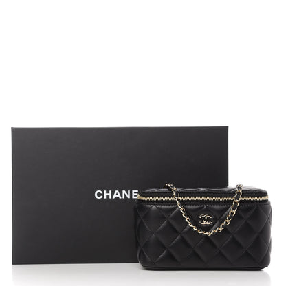 Chanel Lambskin Quilted Small Vanity Case With Chain Black 11 of 11