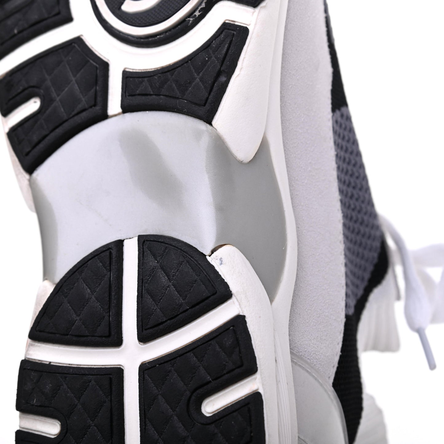 Fabric Suede Calfskin Stretch CC Sneakers 38 Beige Black