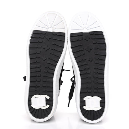 Chanel Suede Tweed High Top Sneakers 36 Black Navy 5 of 8
