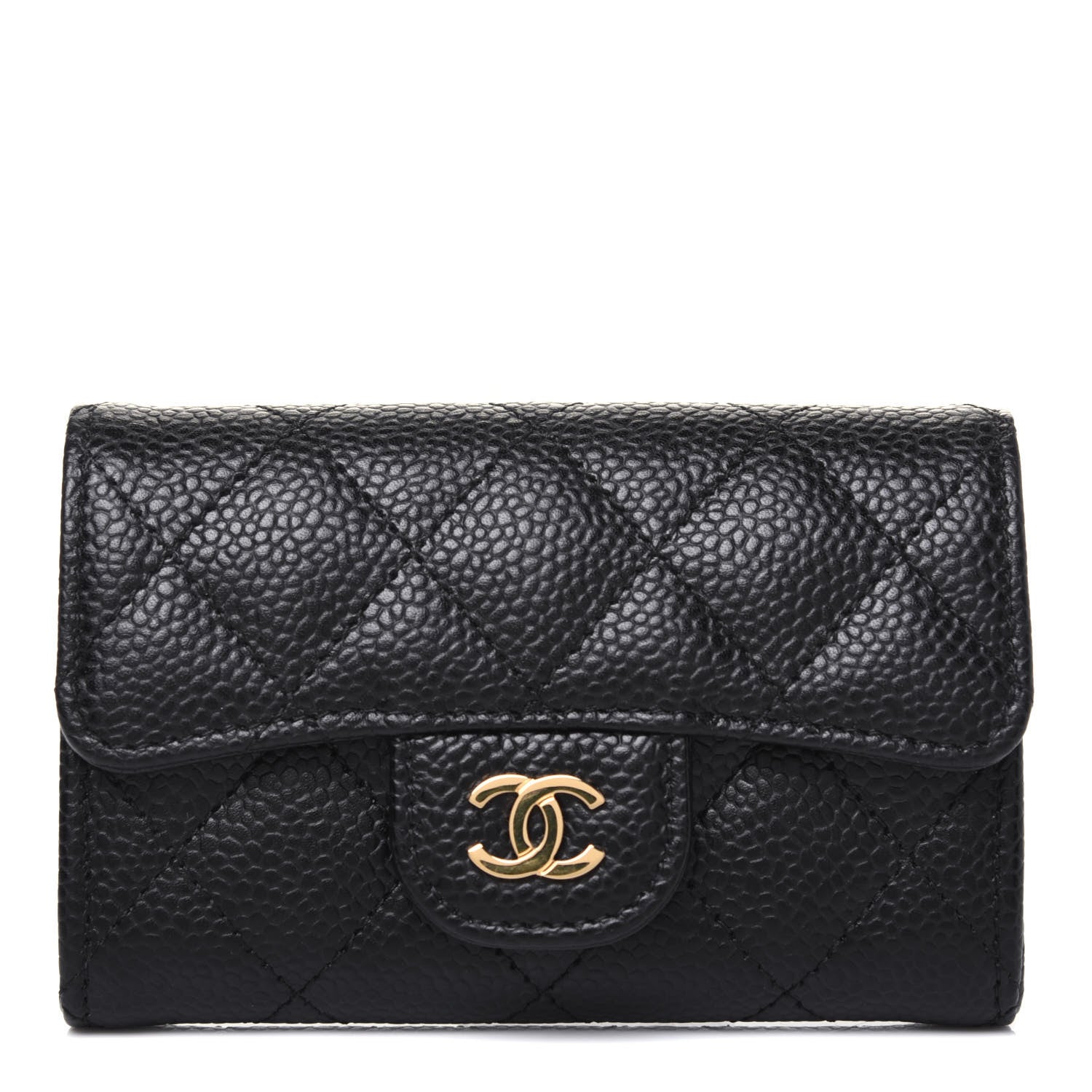 Chanel Caviar Quilted Flap Card Holder Wallet Black 1 of 12