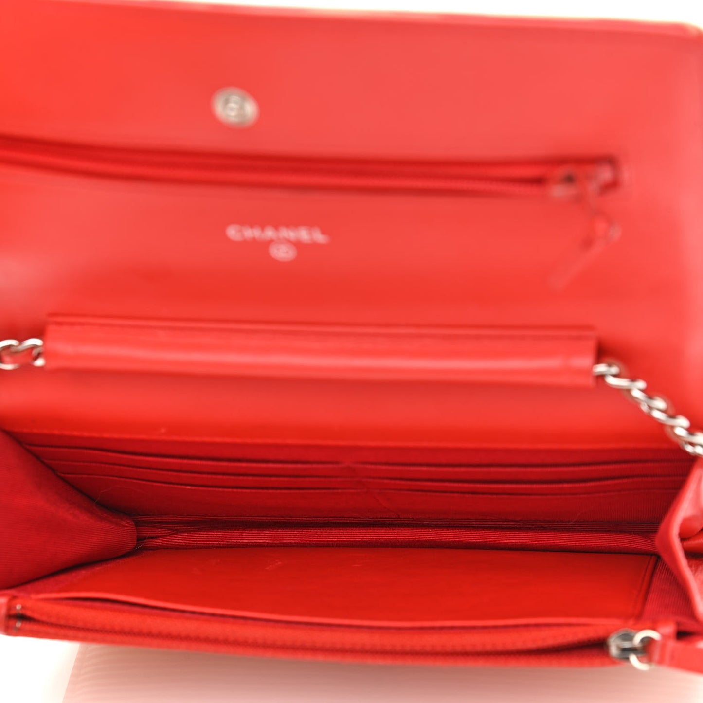 Patent Striped Wallet On Chain WOC Red