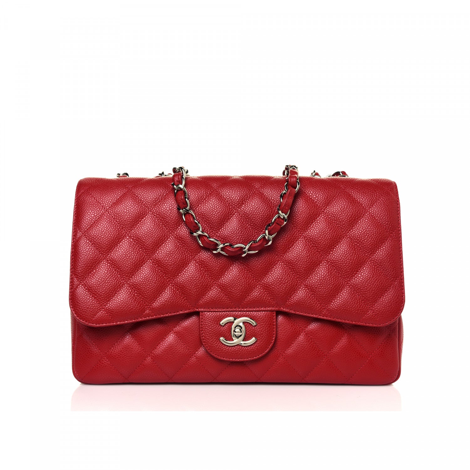 Chanel Caviar Quilted Jumbo Single Flap Red 1 of 13