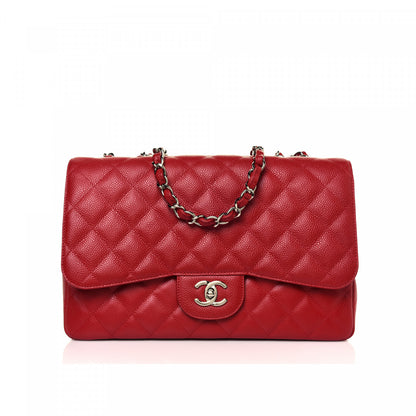 Chanel Caviar Quilted Jumbo Single Flap Red 1 of 13