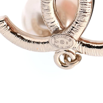 Chanel Crystal Pearl CC Drop Earrings Gold 4 of 4