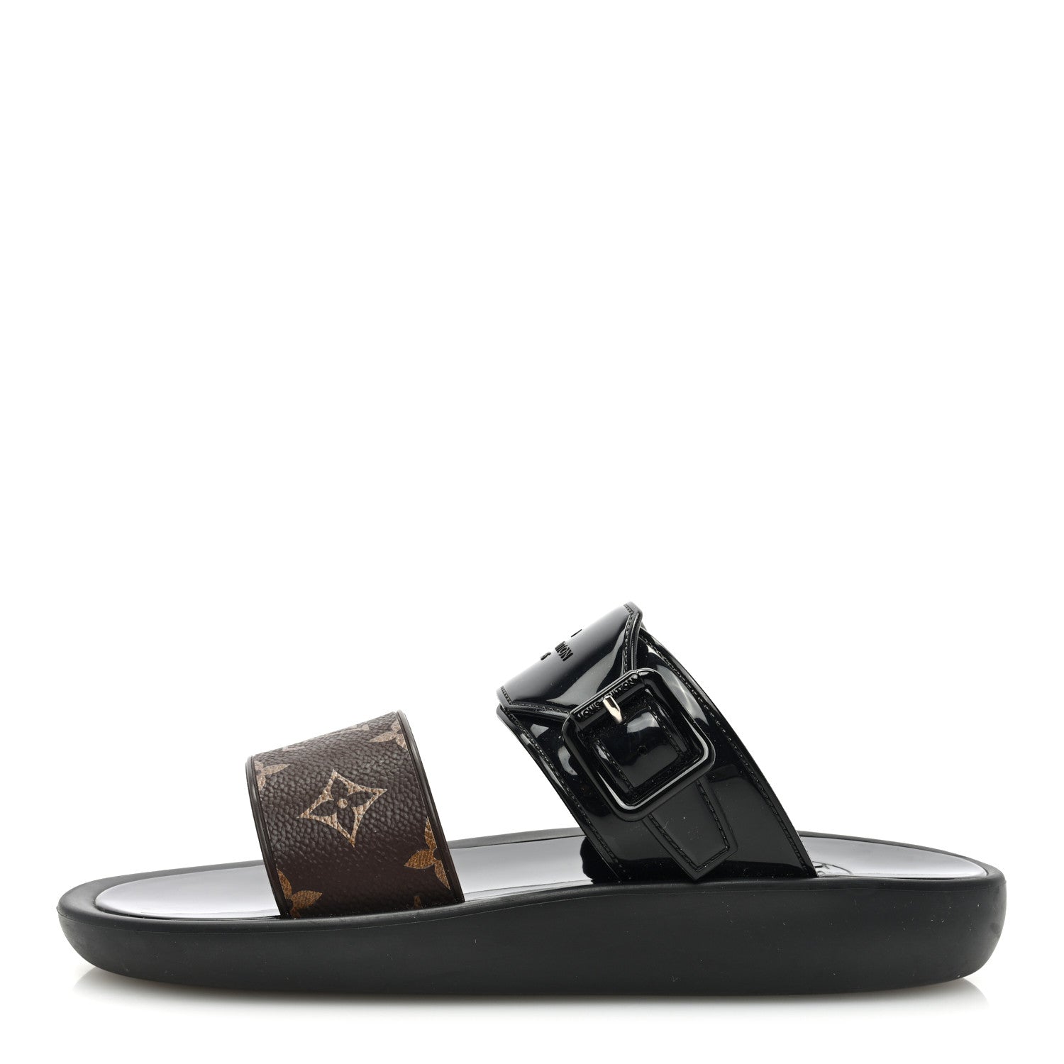 Louis Vuitton Monogram Sunbath Flat Mule Sandals 39 Black 1 of 6