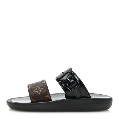 Louis Vuitton Monogram Sunbath Flat Mule Sandals 39 Black 1 of 6