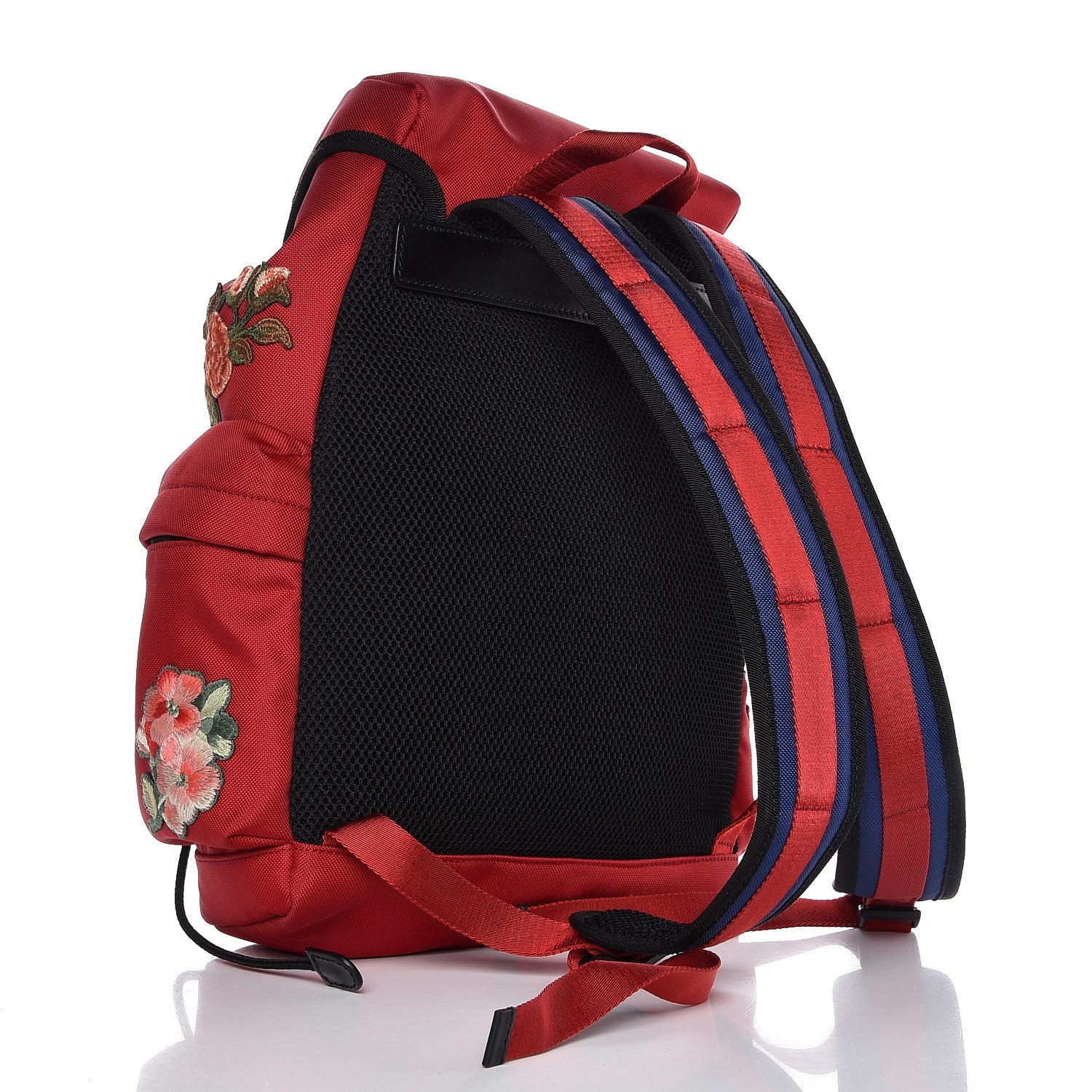 Gucci Techno Canvas L'Aveugle Par Amour Embroidered Double Buckle Backpack Red 3 of 7