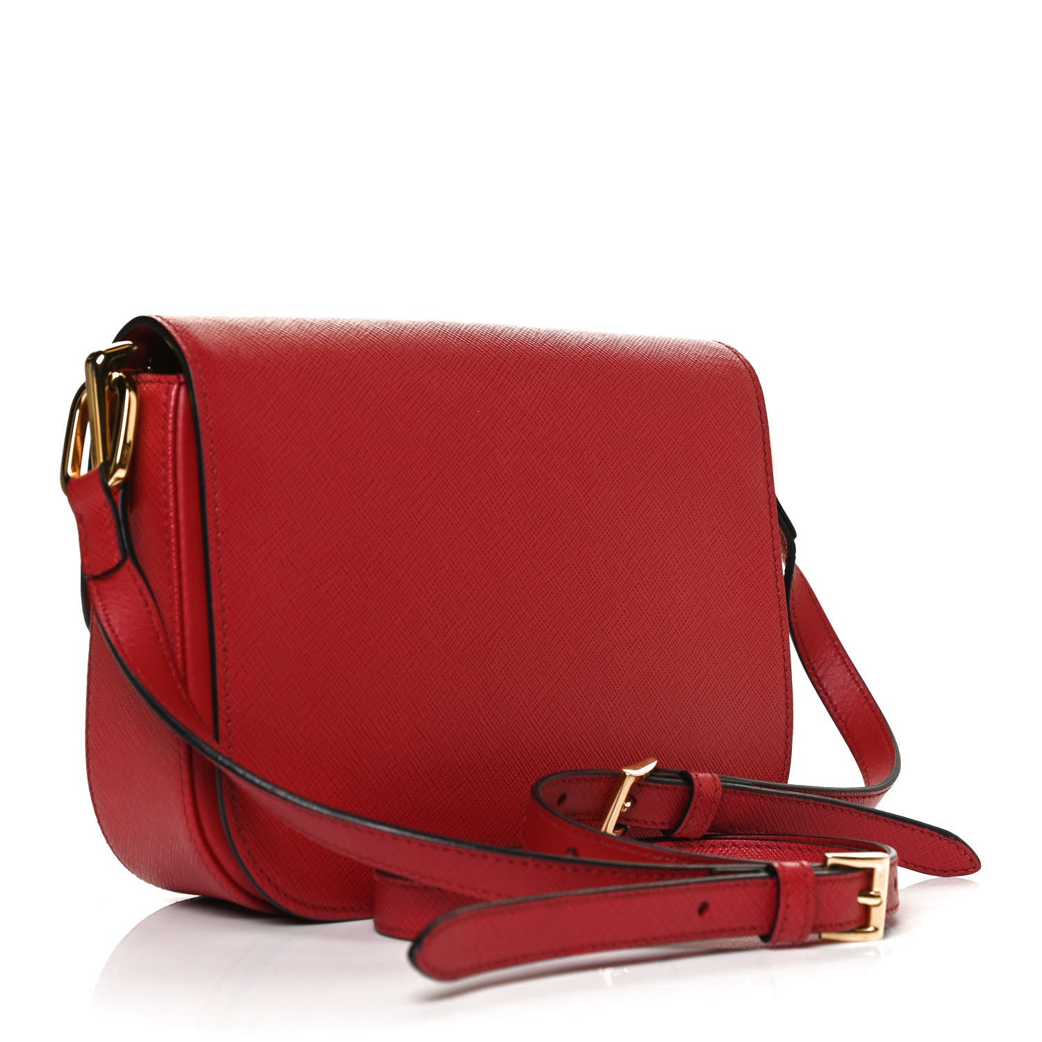Prada Saffiano Lux Embleme Flap Shoulder Bag Fuoco 3 of 12