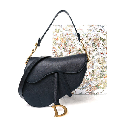 Christian Dior Grained Calfskin Saddle Bag With Strap Black 11 of 11