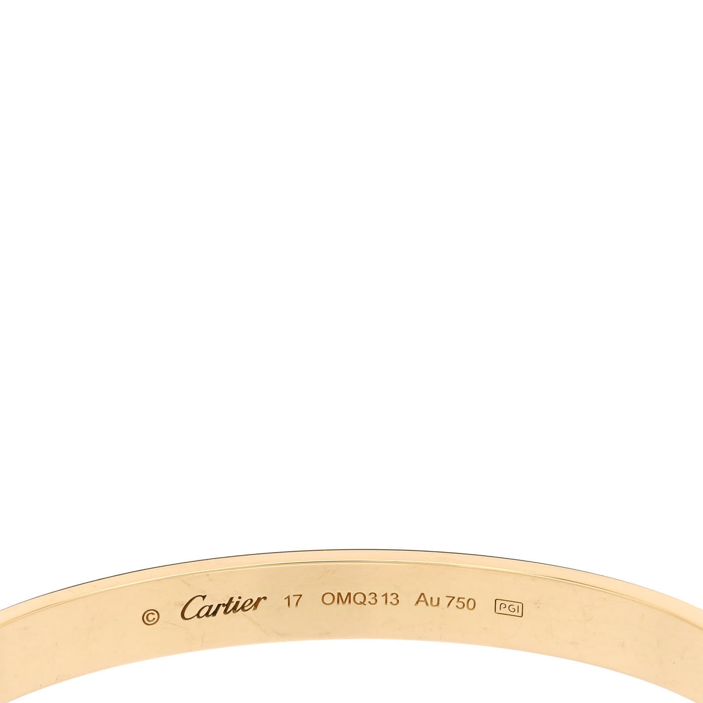 18K Yellow Gold LOVE Cuff Bracelet 17