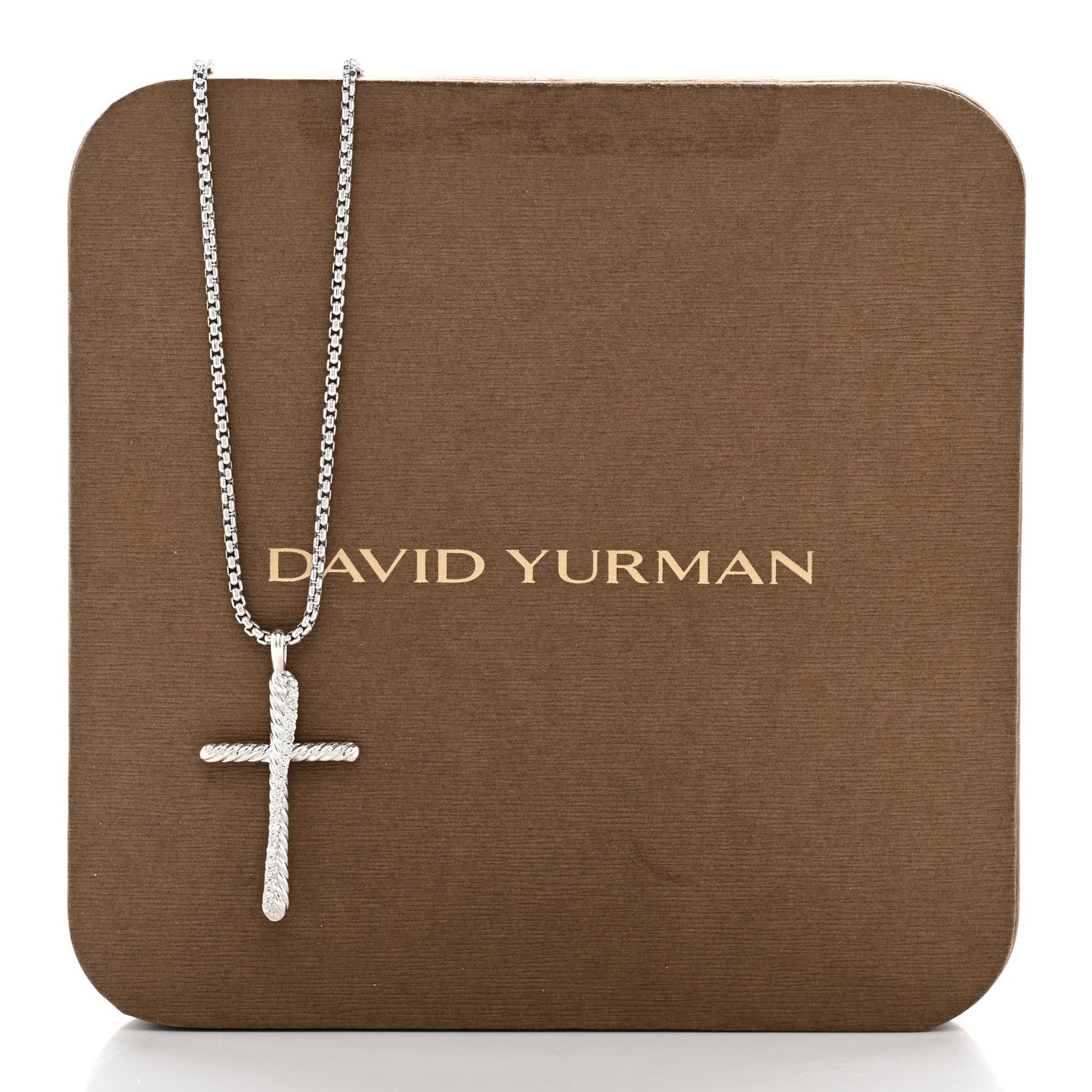 Sterling Silver Diamond 35mm Crossover Cross Necklace