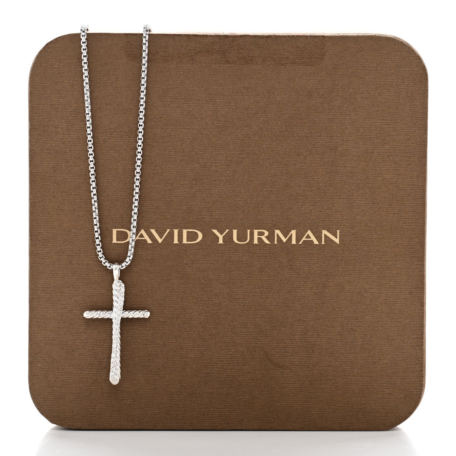 David Yurman Sterling Silver Diamond 35mm Crossover Cross Necklace 6 of 6