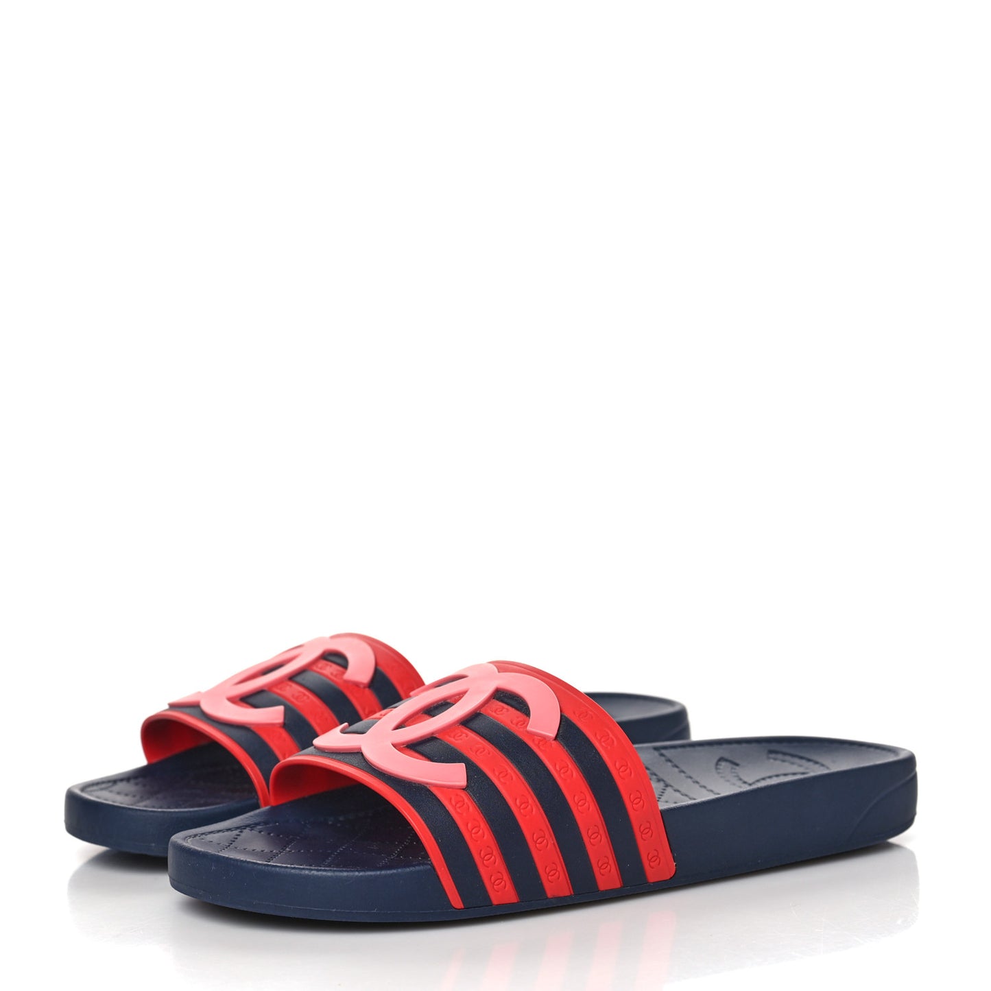 Rubber CC Flat Slide Sandals 37 Pink Red