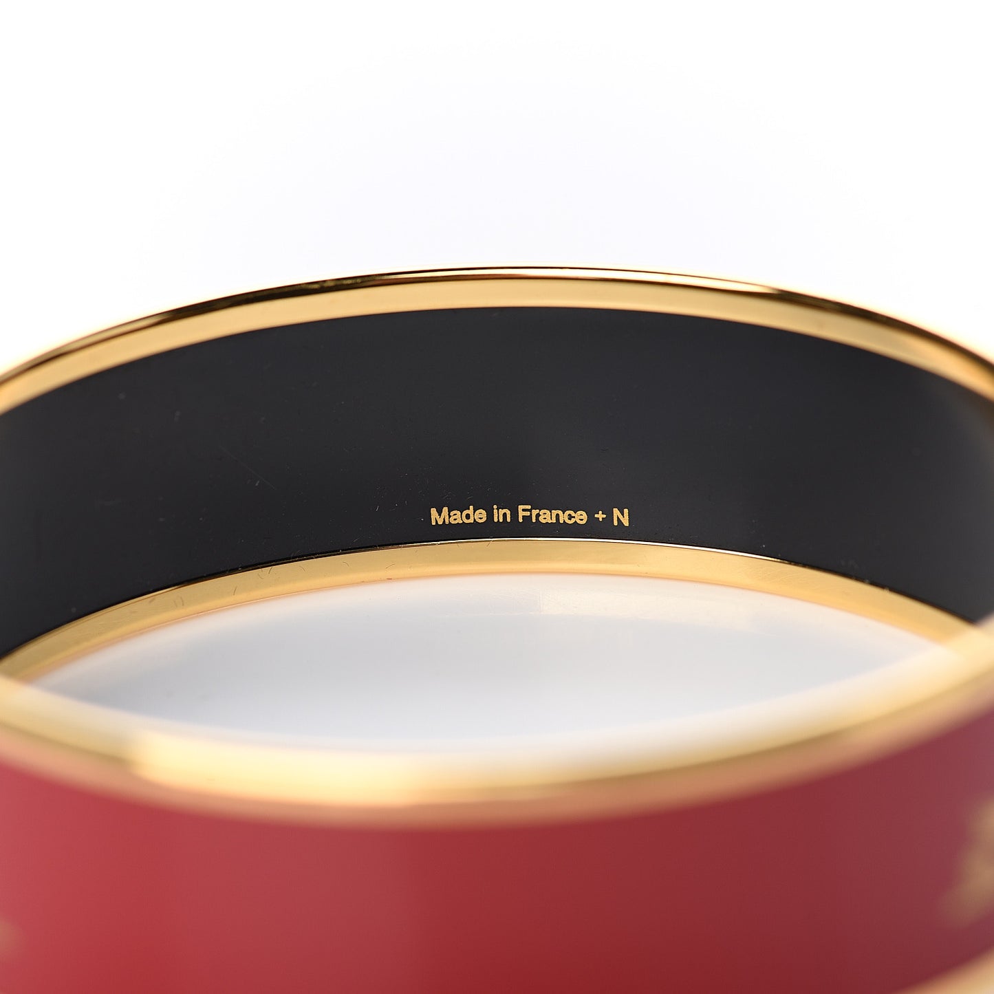 Enamel Printed Wide Caleche Bracelet 70 Rouge H