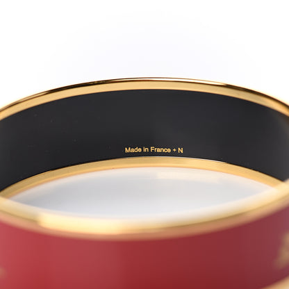 Hermes Enamel Printed Wide Caleche Bracelet 70 Rouge H 3 of 5