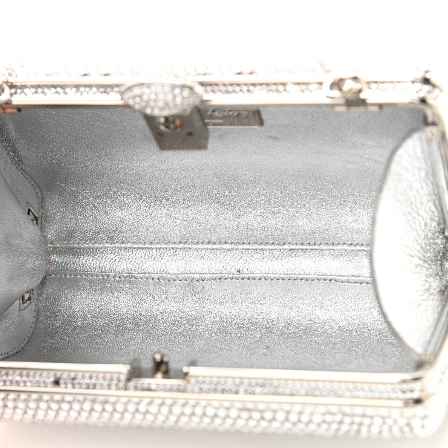Judith Leiber Swarovski Crystal Minaudiere Clutch Silver 4 of 7