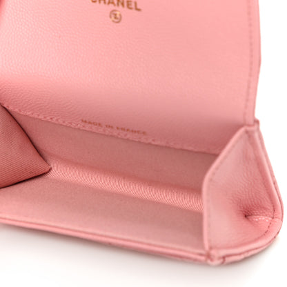 Chanel Caviar Quilted Flap Card Holder Wallet Pink 5 of 12