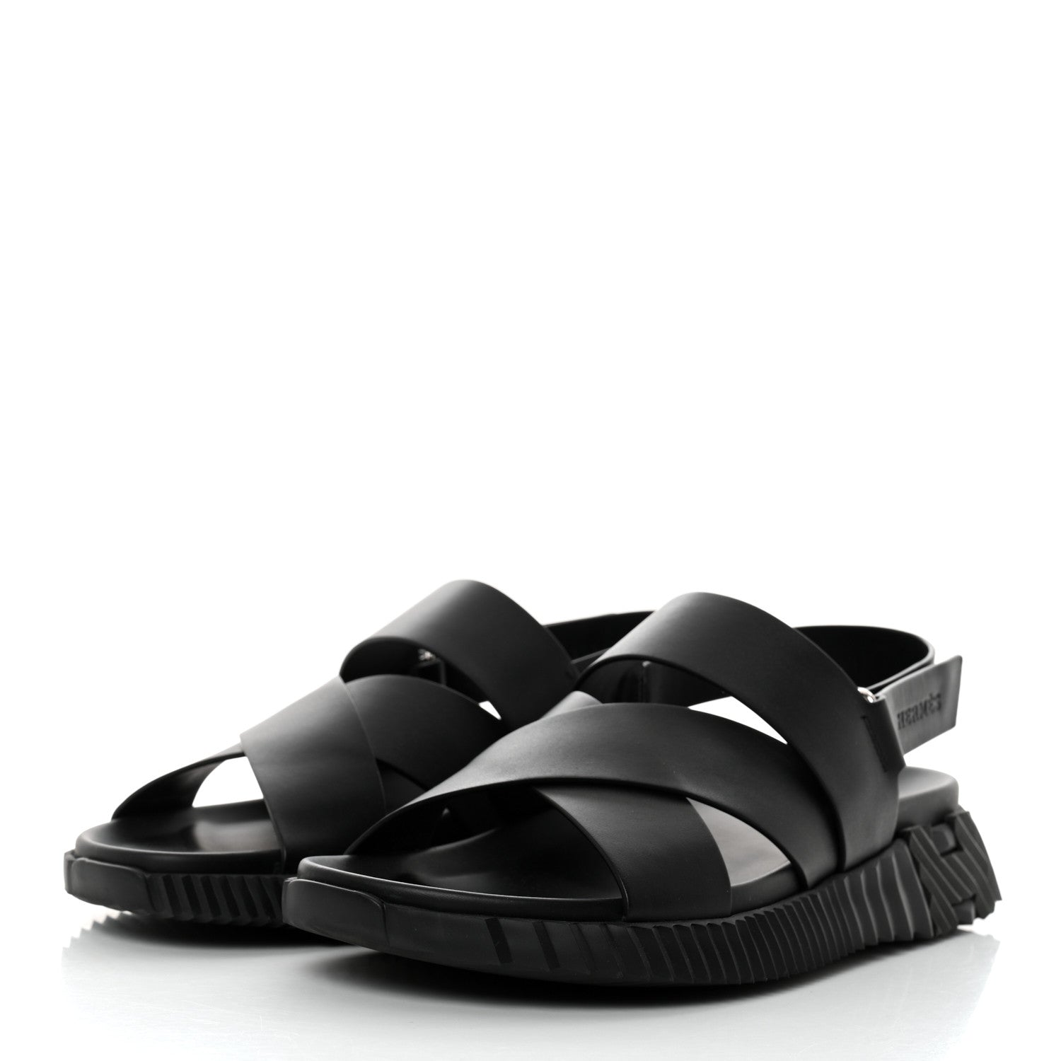 Hermes Calfskin Goatskin Mens Electric Sandals 43 Black 3 of 9
