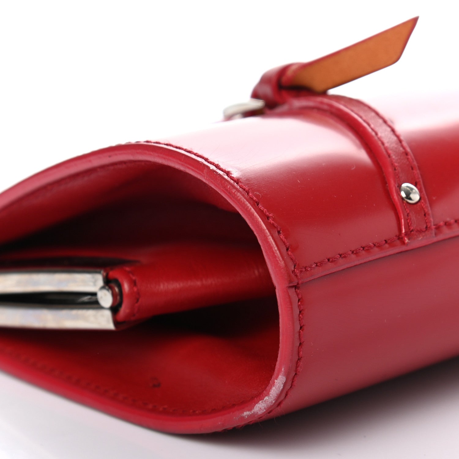 Christian Dior Glazed Calfskin Bondage Clutch Rouge 8 of 9