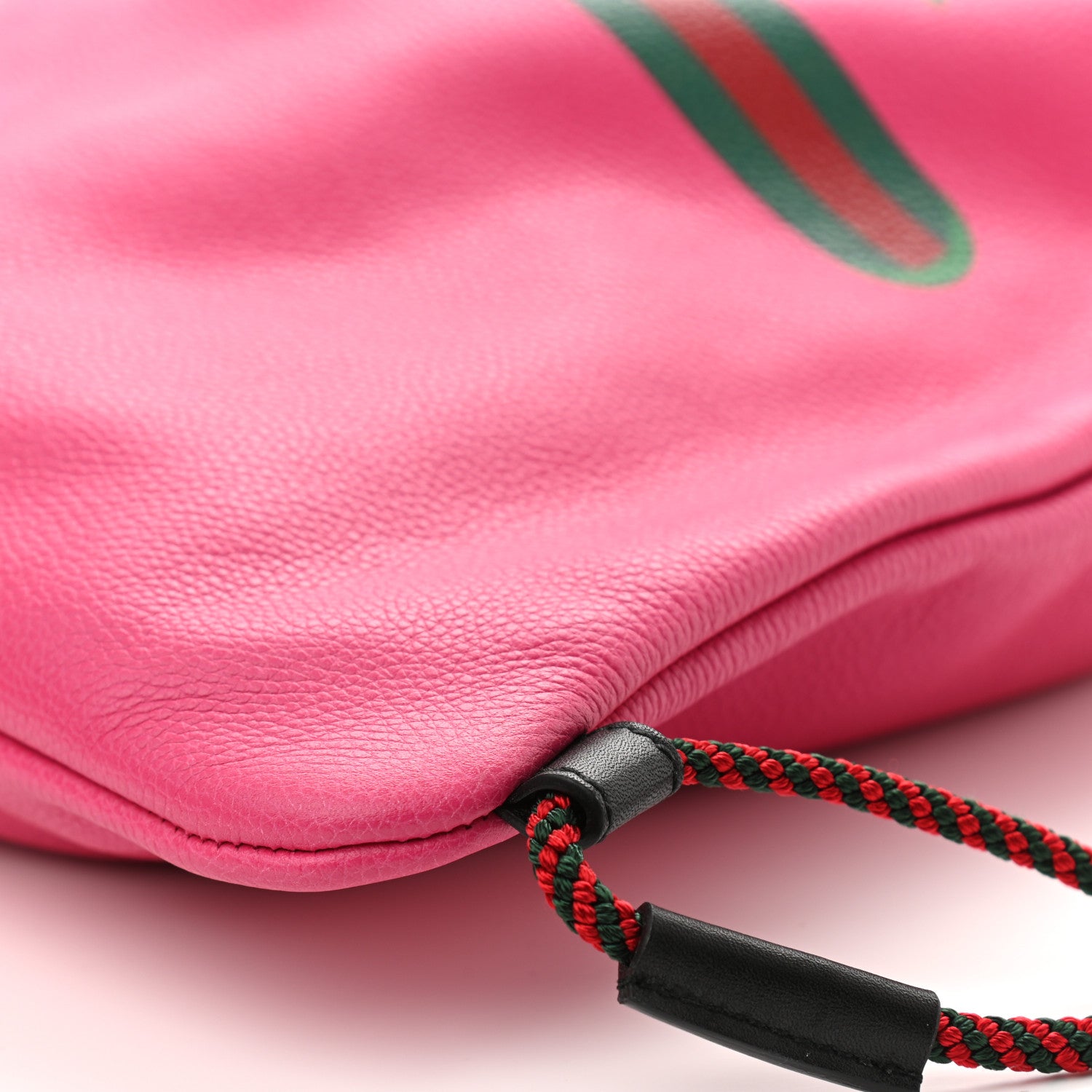 Gucci Grained Calfskin Logo Drawstring Backpack Box Pink Green Black 11 of 11