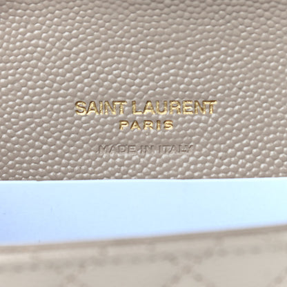 Saint Laurent Grain De Poudre Textured Mixed Matelasse Triquilt Small Monogram Envelope Wallet Dark Beige 6 of 7