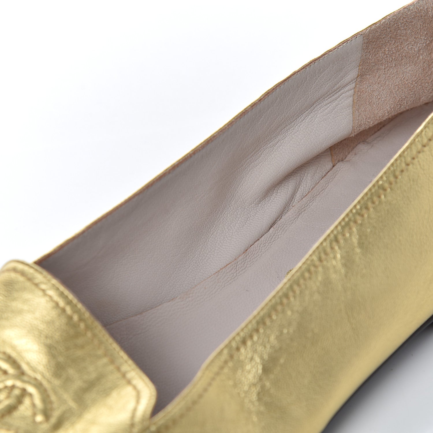 Chanel Metallic Lambskin CC Mocassin Loafers 38.5 Gold 9 of 17