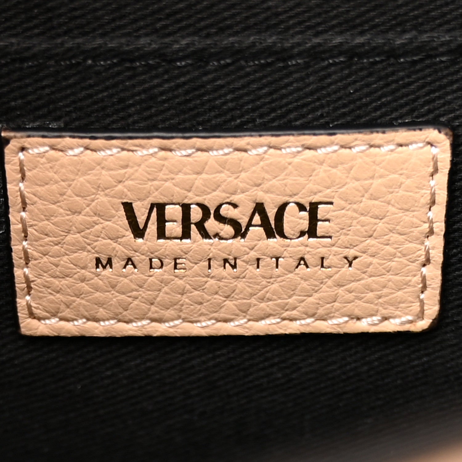 Versace Grained Calfskin Virtus Shoulder Bag Beige 6 of 10