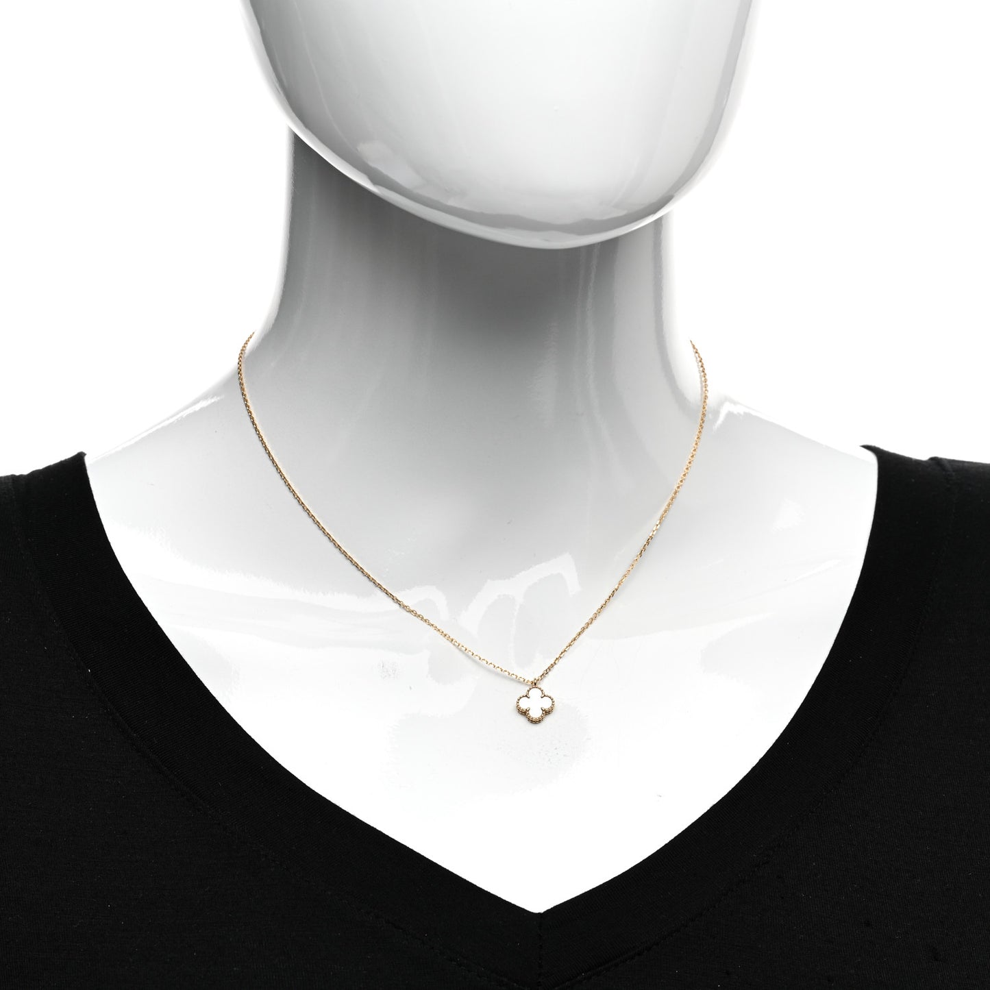 18K Yellow Gold Mother of Pearl Sweet Alhambra Pendant Necklace