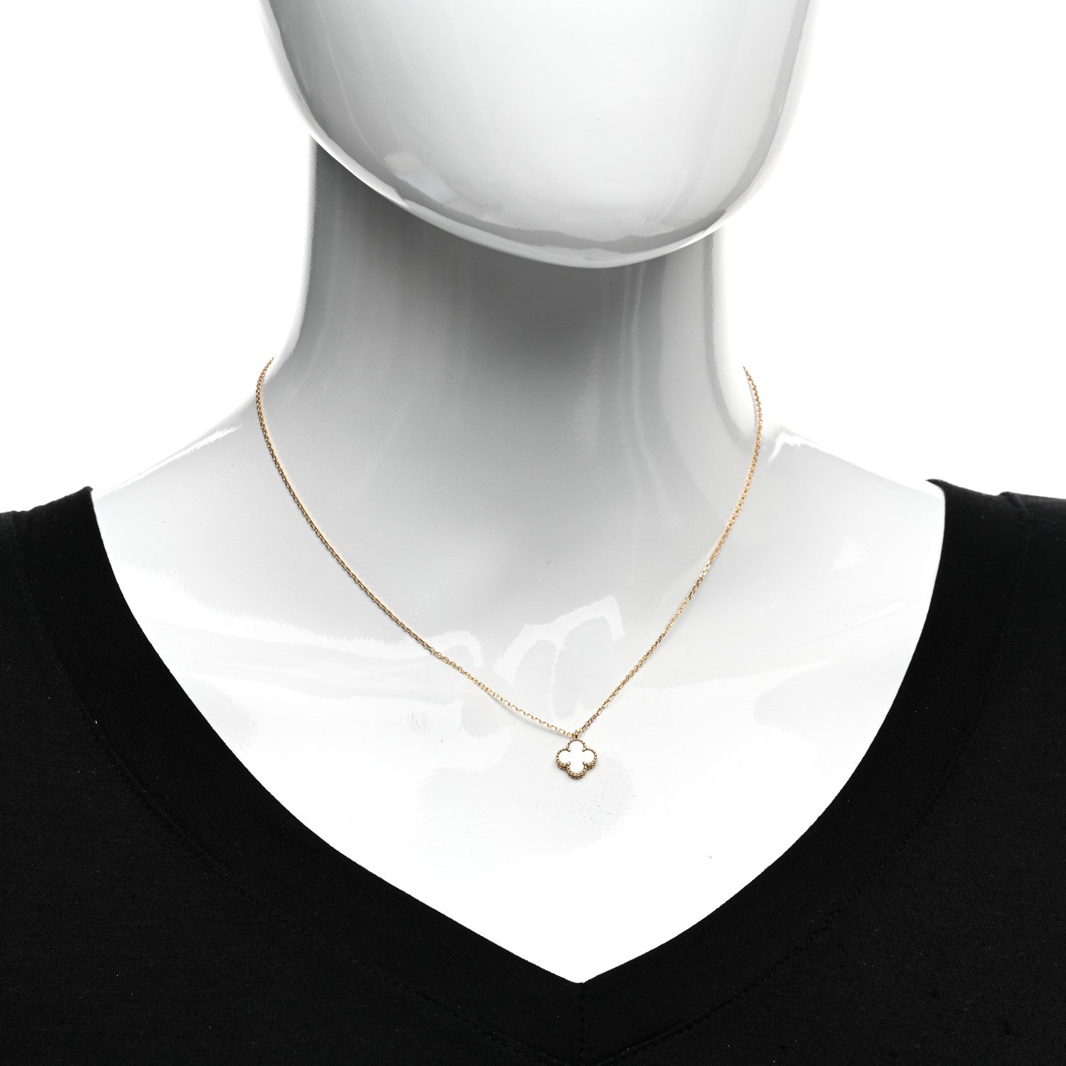 Van Cleef & Arpels 18K Yellow Gold Mother of Pearl Sweet Alhambra Pendant Necklace 2 of 6