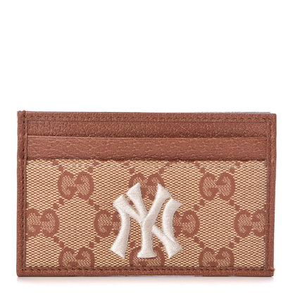 Gucci X MLB GG Monogram NY Yankees Card Holder Beige Ruggine Ivory 1 of 7