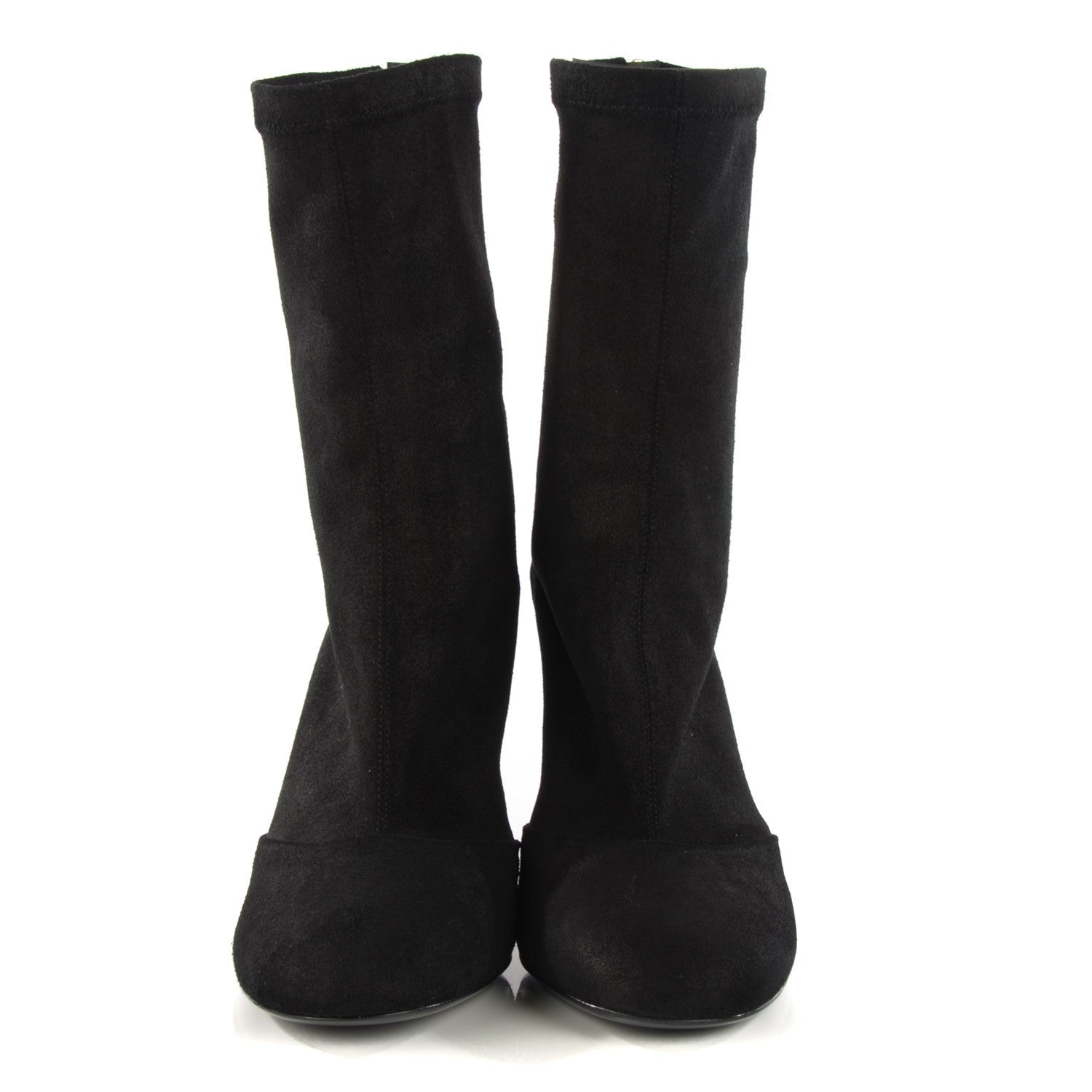Chanel Suede Lambskin Tall Zip Boots 39 Black 2 of 8
