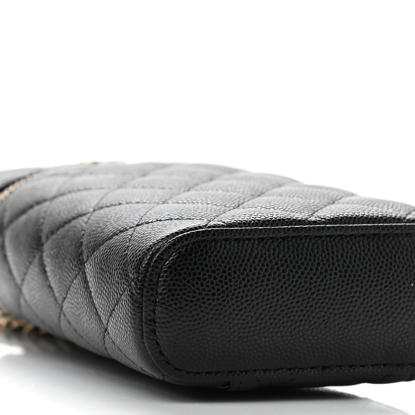 Caviar Quilted Phone Holder With Chain Black