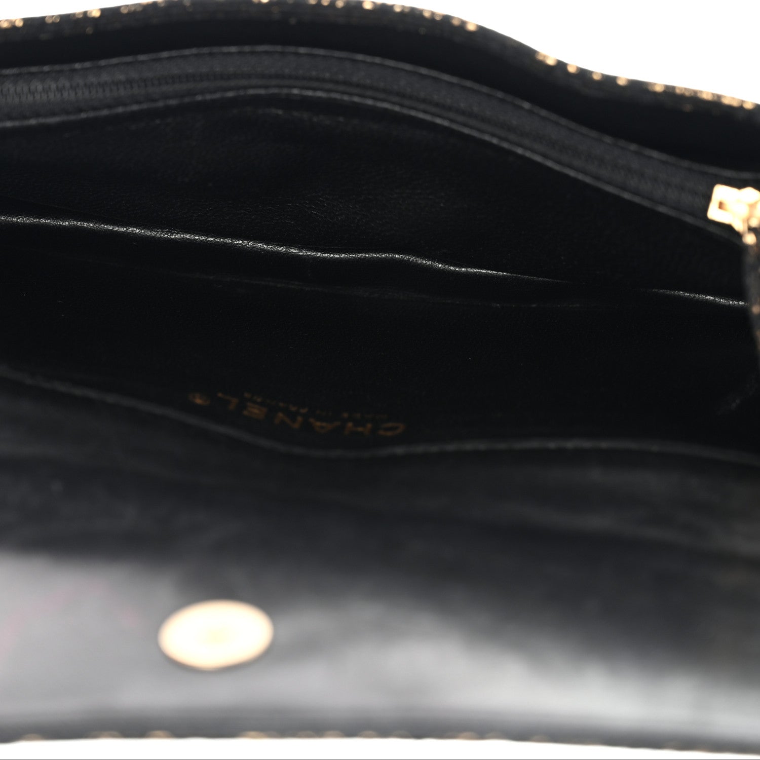 Chanel Metallic Tweed Quilted Clutch Black Gold 5 of 12