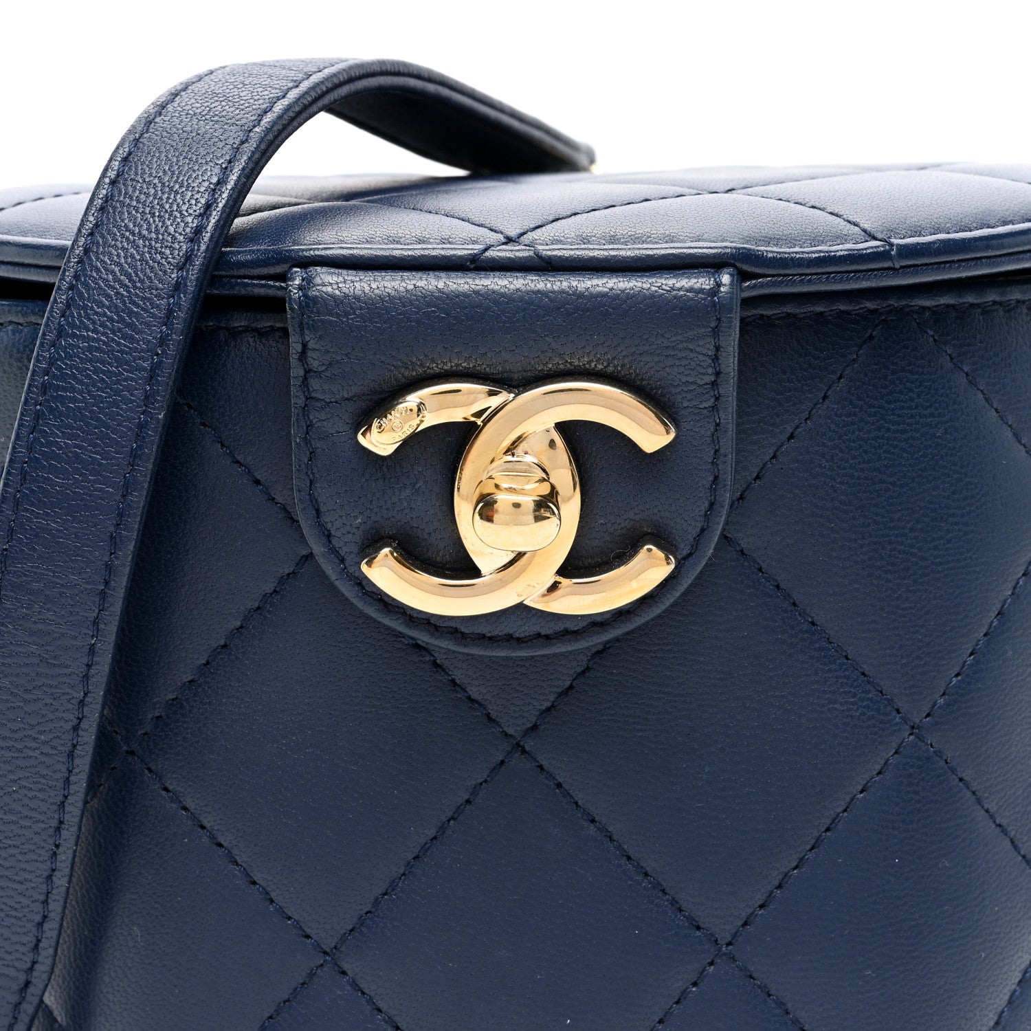 Chanel Lambskin Resin Elegant Chain Vanity Case Blue 9 of 11