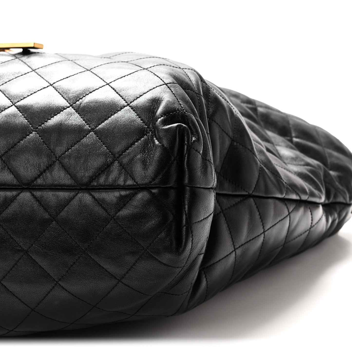 Lambskin Quilted Maxi Icare Shopping Tote Black
