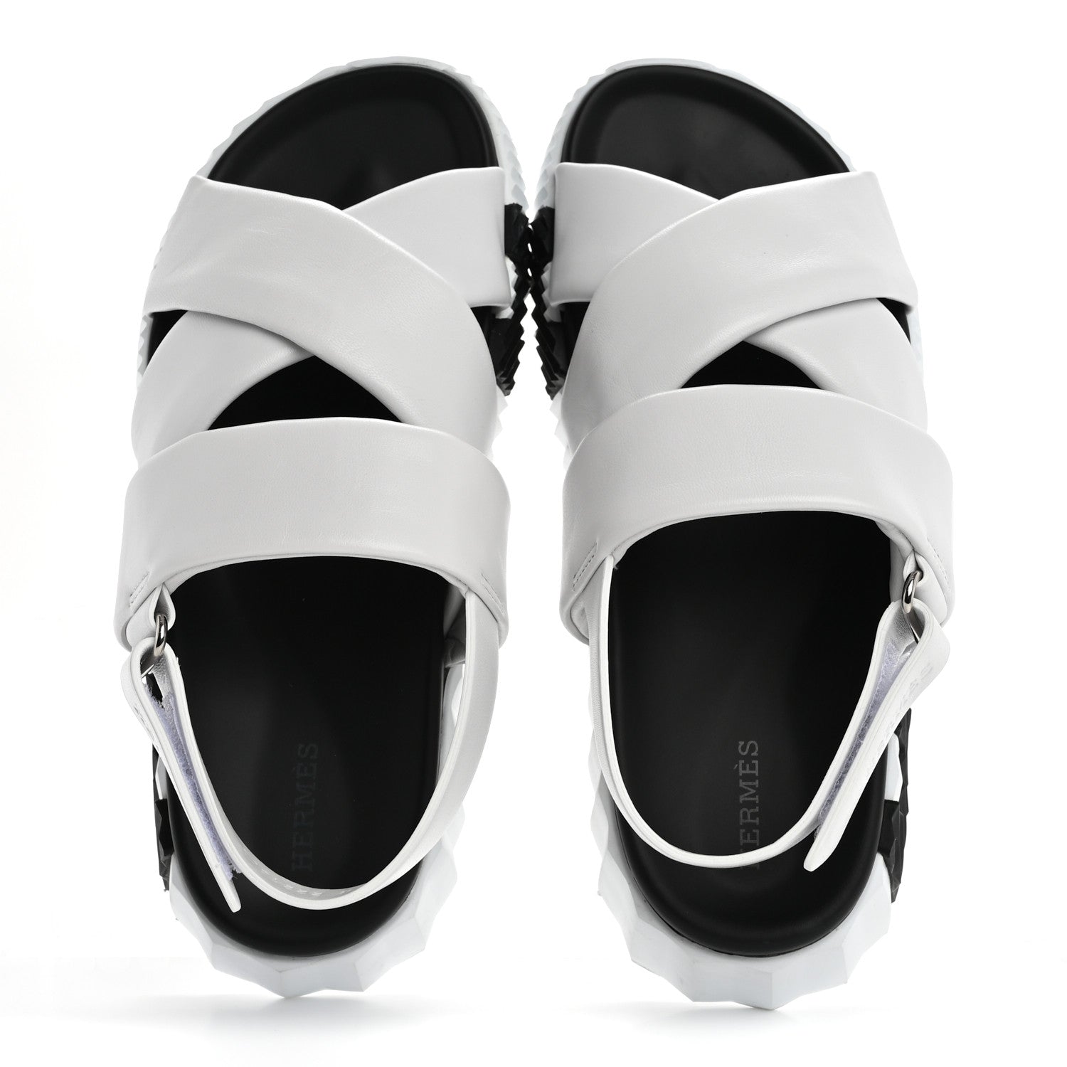 Hermes Calfskin Goatskin Electric Sandals 39 White 2 of 9