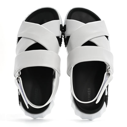 Hermes Calfskin Goatskin Electric Sandals 39 White 2 of 9