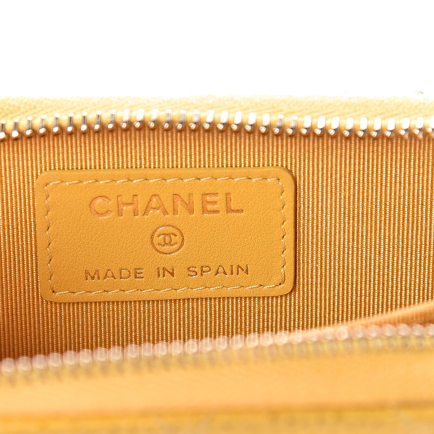 Caviar Quilted Zip Coin Purse Yellow