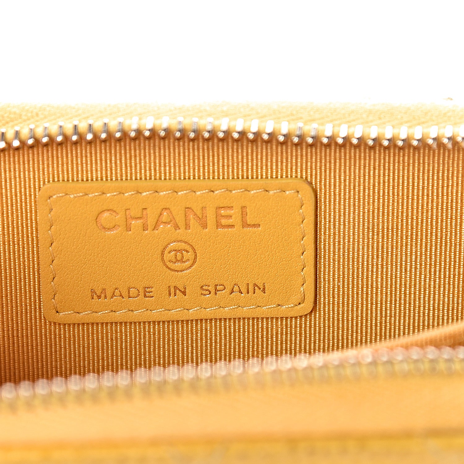 Chanel Caviar Quilted Zip Coin Purse Yellow 6 of 14