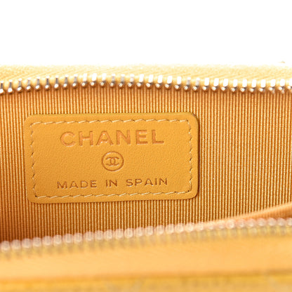 Chanel Caviar Quilted Zip Coin Purse Yellow 6 of 14