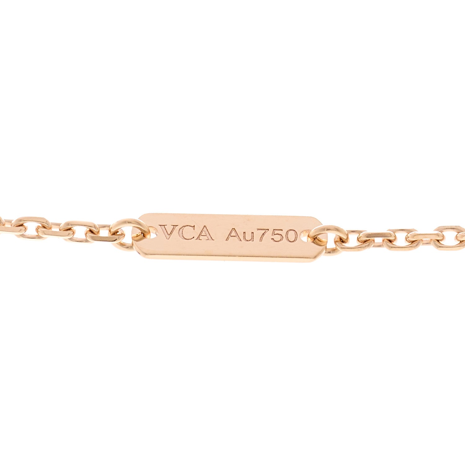 Van Cleef & Arpels 18K Rose Gold Diamond Rhodonite Vintage Alhambra Pendant Necklace 5 of 6