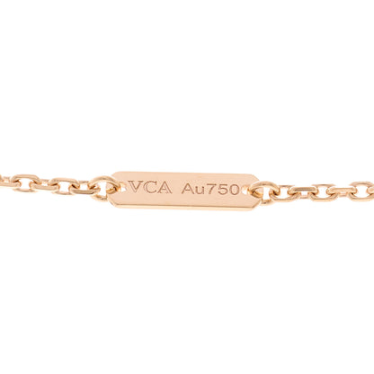 Van Cleef & Arpels 18K Rose Gold Diamond Rhodonite Vintage Alhambra Pendant Necklace 5 of 6