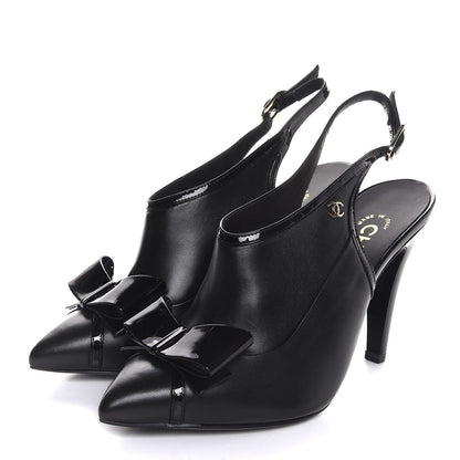 Chanel Patent Lambskin CC Bow Slingback Pumps 35.5 Black 3 of 9