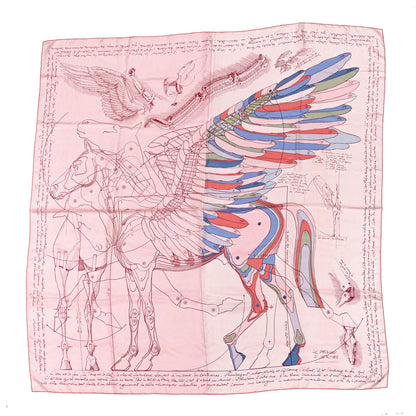 Hermes Silk Le Pegase d'Hermes Cut Wash 140 Scarf 140 Rose Bleu Vert 1 of 5